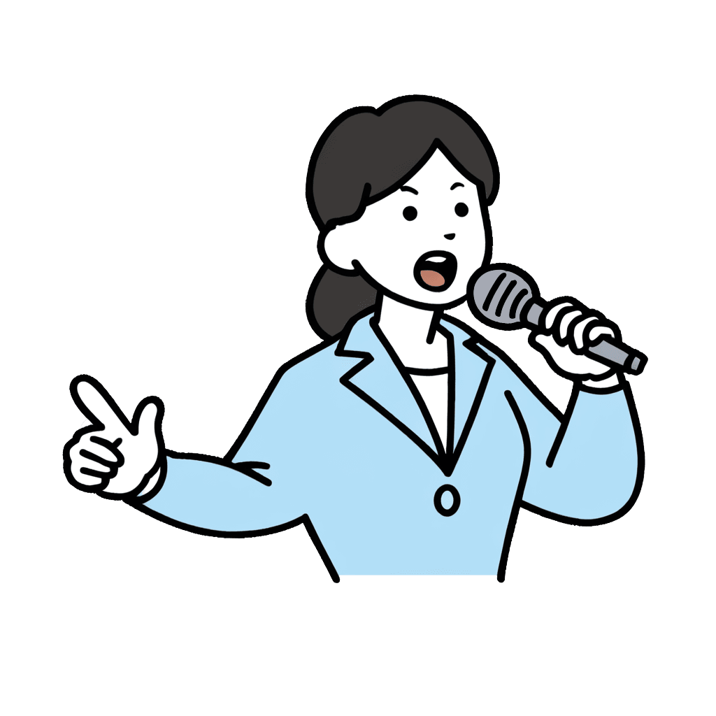 マイクを持つ女性