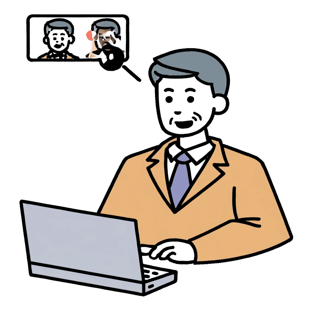 ビデオ通話中のビジネスマン