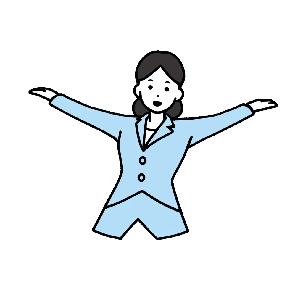 両手を大きく広げる女性