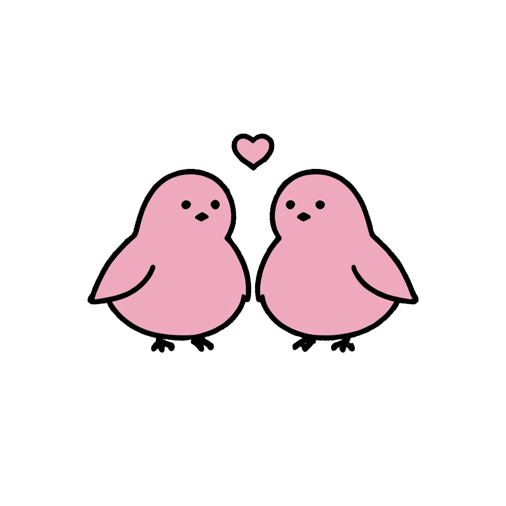 愛らしい2羽のピンクの鳥